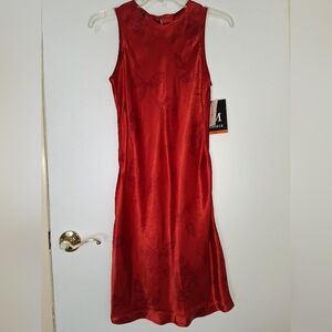 NWT My Michele Red Satin Floral Sleeveless Dress